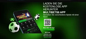 Bereich MULTIBET88 App mit Android-APK-Hinweis und quadratischem QR-Code